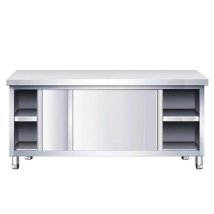 Stainless Steel Restaurant Buffet Kitchen Food Prep Work Table Bench Cabinet with Drawer & Sliding Door