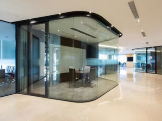 Aluminum Alloy Frame Curved Glass Partition Wall,Wall Thickness 85mm