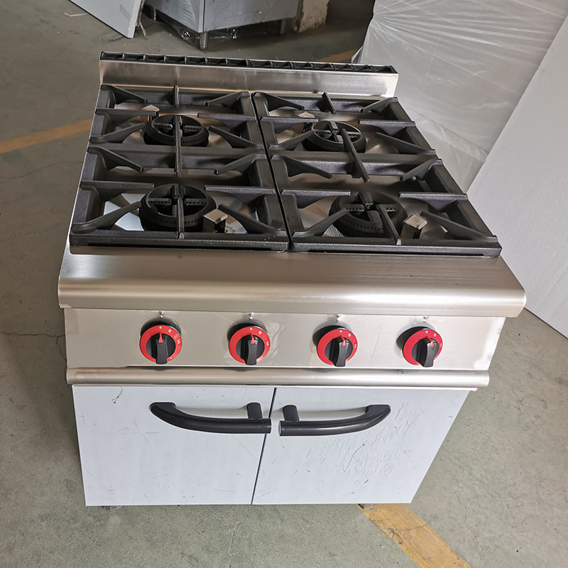 Gas Range 4 Burner Cooker with Gas Oven Commercial Kitchen Equipment