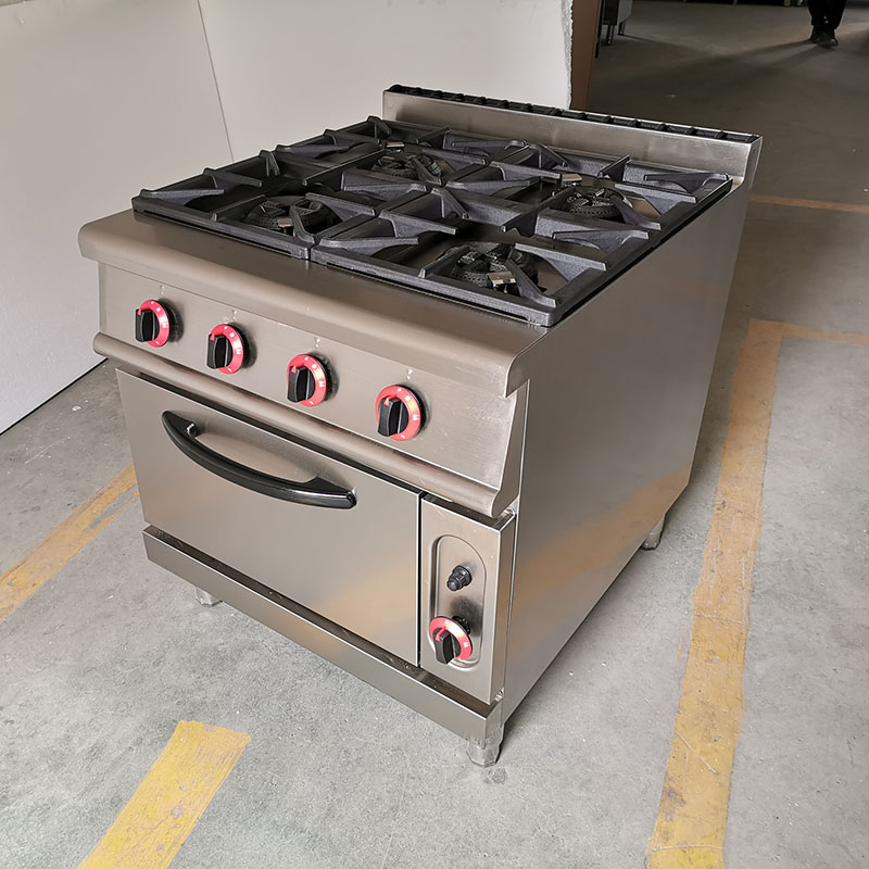 Gas Range 4 Burner Cooker with Gas Oven Commercial Kitchen Equipment