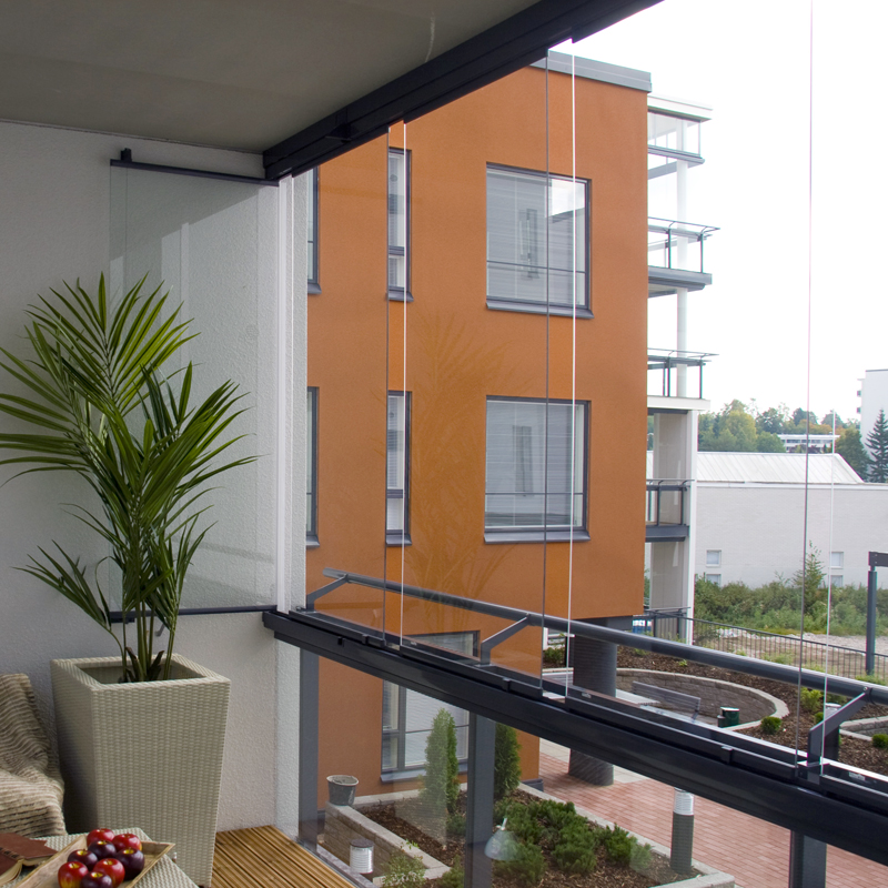 Frameless Glass Curtain Full Open Window 