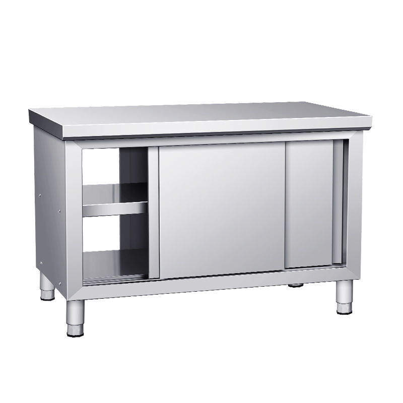 Stainless Steel Restaurant Buffet Kitchen Food Prep Work Table Bench Cabinet with Drawer & Sliding Door