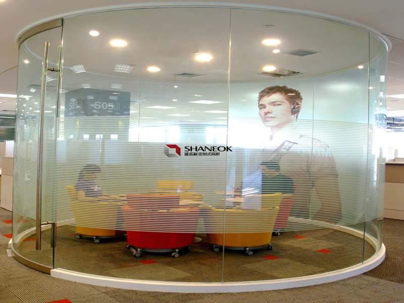 Aluminum Alloy Frame Curved Glass Partition Wall