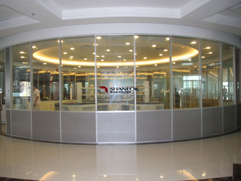 Aluminum alloy frame curved glass partition