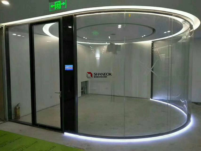 SHANEOK Frameless Curved Glass Partition Wall 