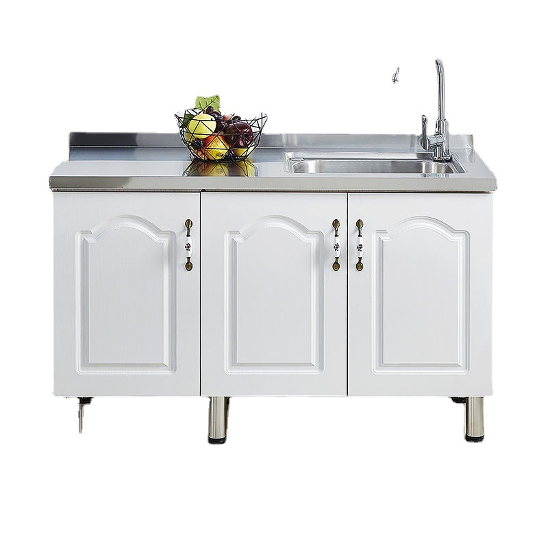 Cheap Kitchen Cabinet with Stainless Steel Countertop Customize Kitchen