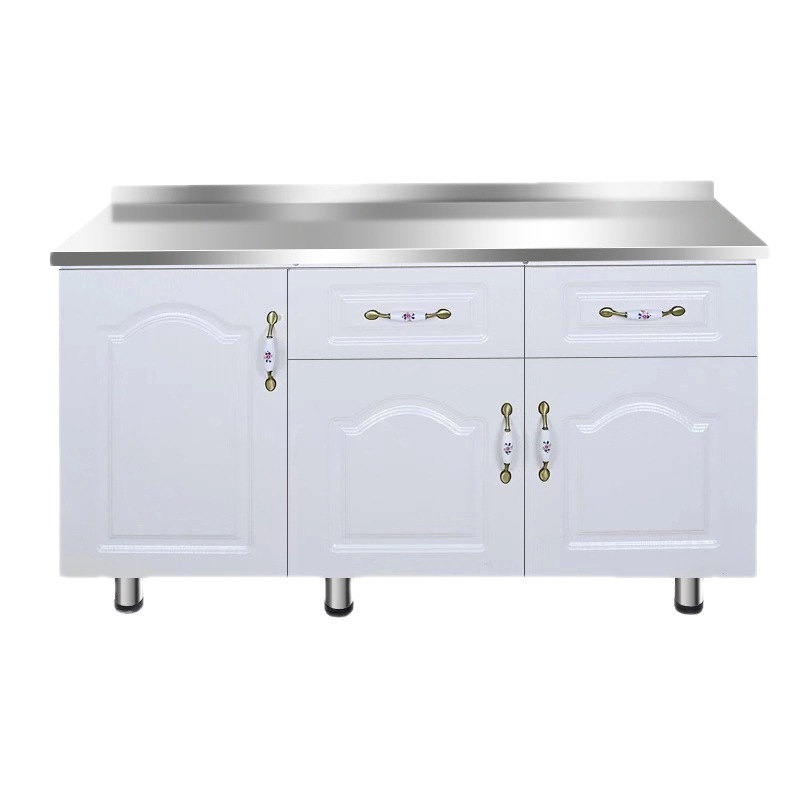Cheap Kitchen Cabinet with Stainless Steel Countertop Customize Kitchen